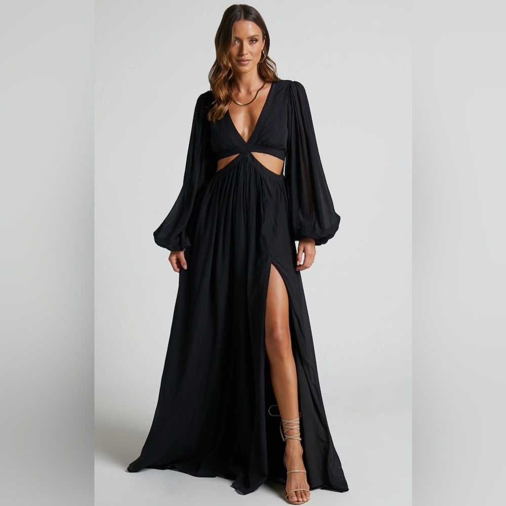 Elegant Black Maxi Dress with Cutouts